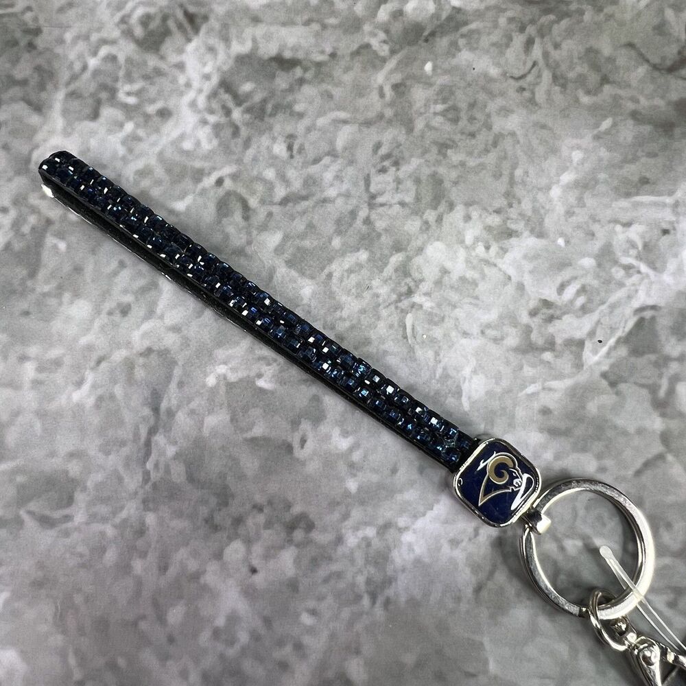 LA Rams NFL Rams Bling Key Strap Rhinestone Keychain Keyring New NWT - Picture 3 of 7